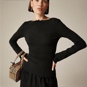 NWT J. Crew Vintage rib boatneck T-shirt with lettuce trim